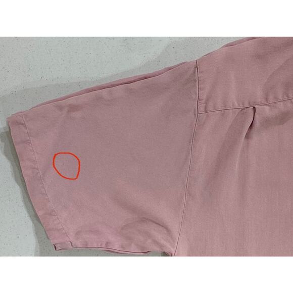 Fonte Mens Medium Button Up Camp Shirt Pastel Pink 100% Washed Silk Vintage - Picture 8 of 8